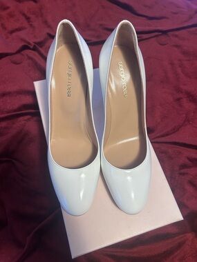 Sergio Rossi Glossy White Patent Leather Pumps
